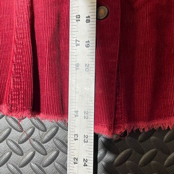 So GSJ Red Corduroy Button Up Distressed Casual Wear Jacket Women's Size‎ Large - Picture 5 of 8